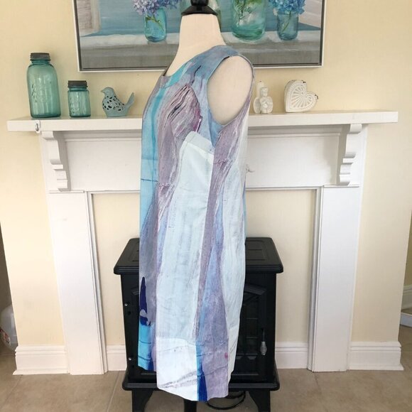 Claire Desjardins Dresses & Skirts - Claire Desjardins Blue Abstract Watercolor Art Print A-Line Dress S/P